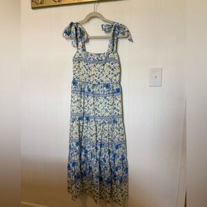 Blue Floral Tie-Shoulder Maxi Sundress